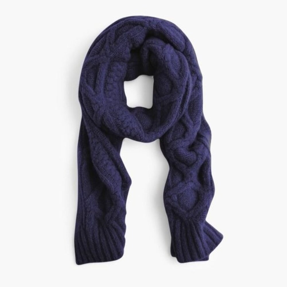 J. Crew Cable Knit Scarf in Navy